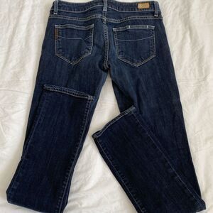 PAIGE dark wash skinny straight slim long tall inseam size 27 blue heights